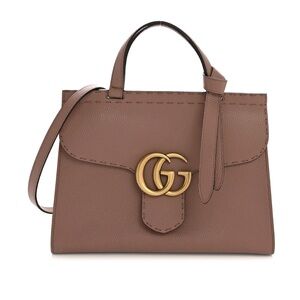 Gucci Tan Leather Satchel with Gold Accent in Rosy Phard